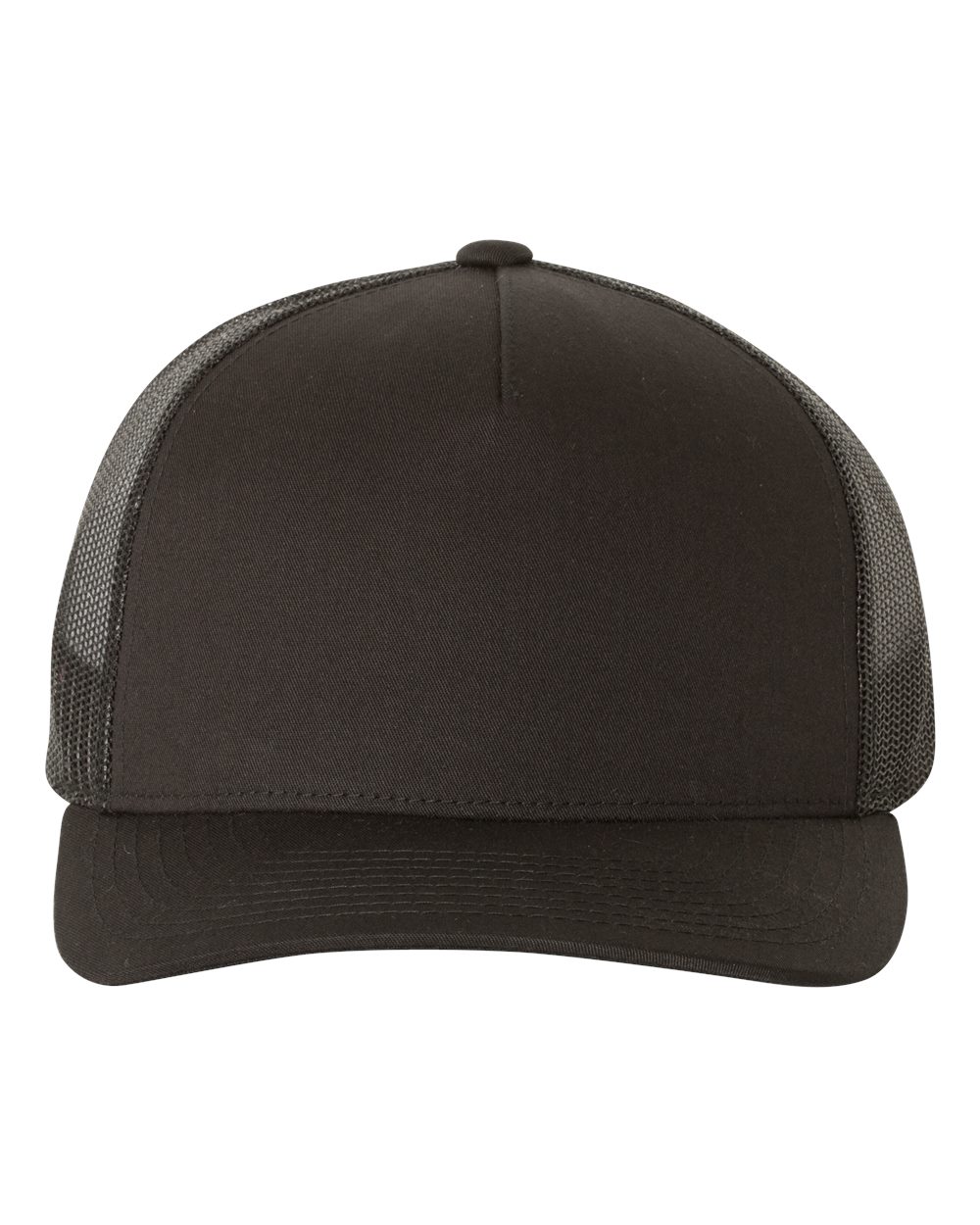 Black Five-Panel Retro Trucker Cap