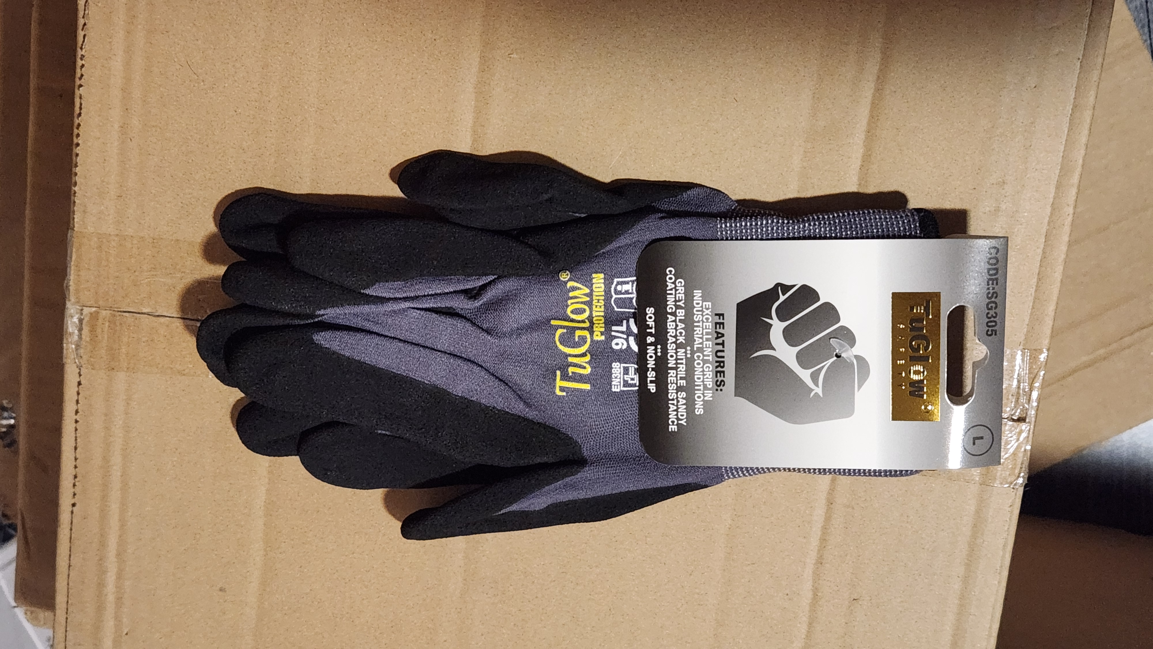 Black/grey TuGlow 304 Work Gloves
