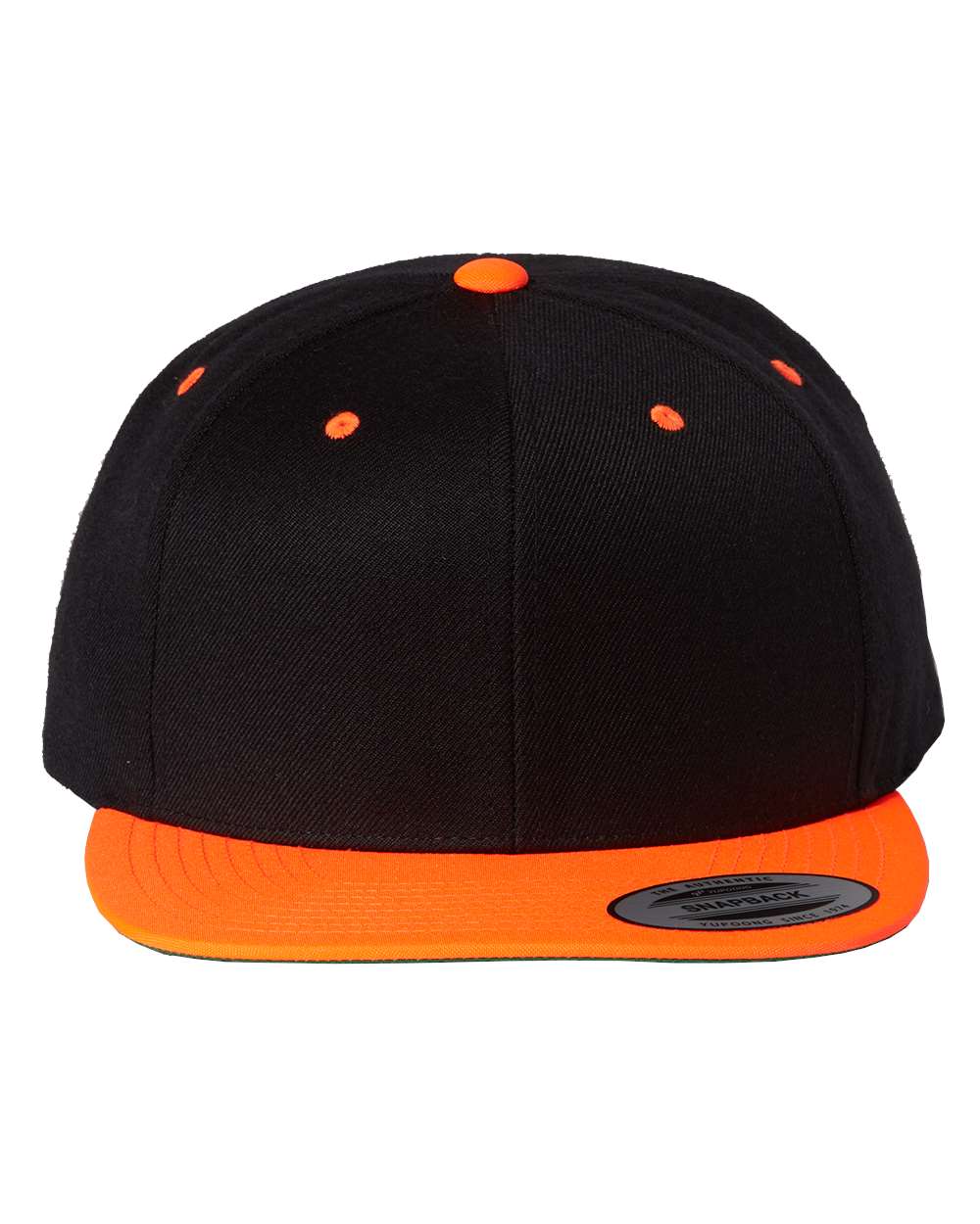 Black/ Neon Orange Premium Flat Bill Snapback Cap