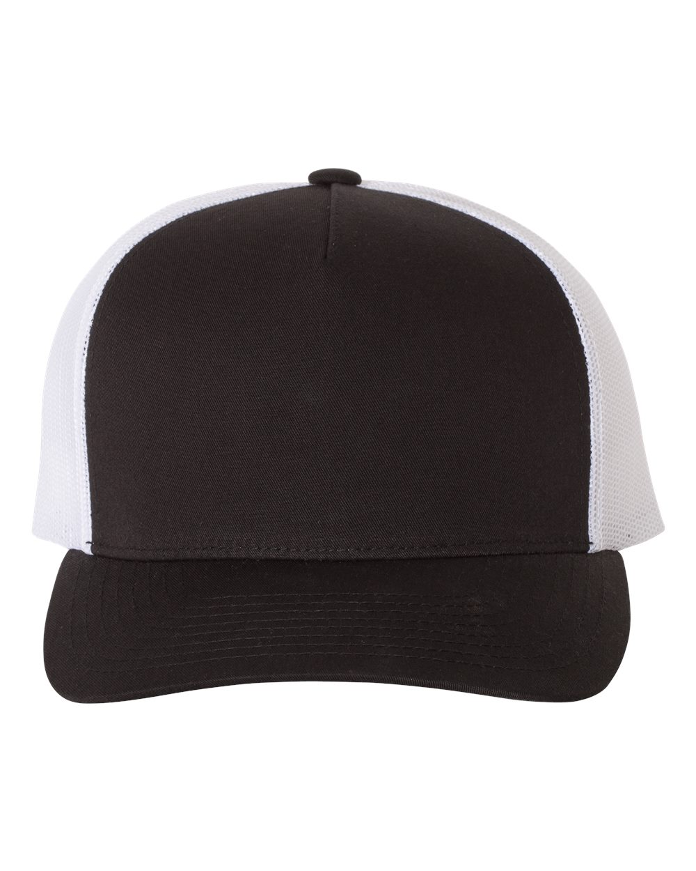 Black/ White Five-Panel Retro Trucker Cap