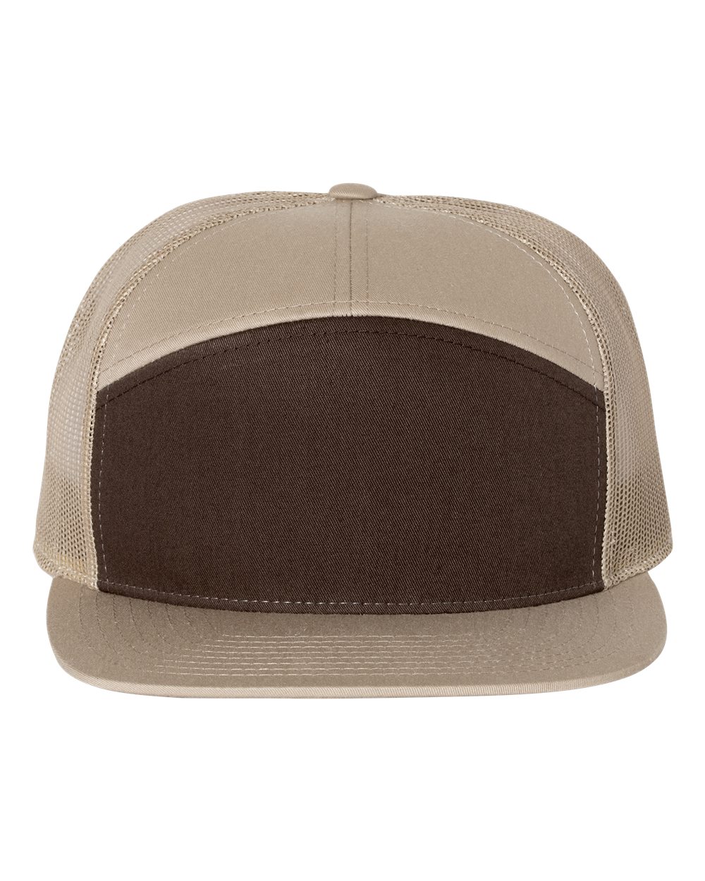 Brown/ Khaki Seven-Panel Trucker Cap