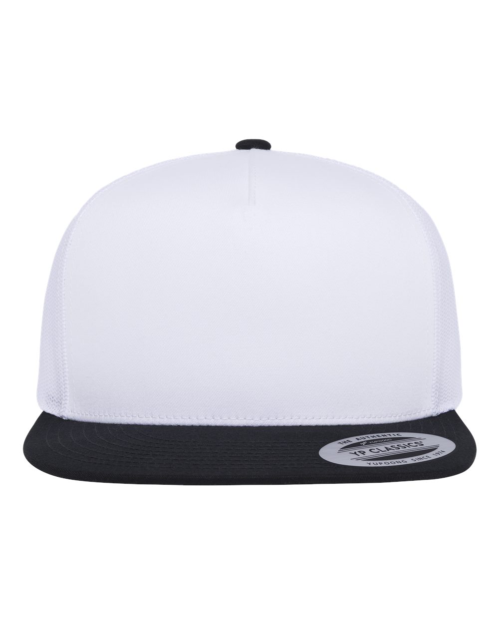 Black/ White/ White Classic Five-Panel Trucker Cap