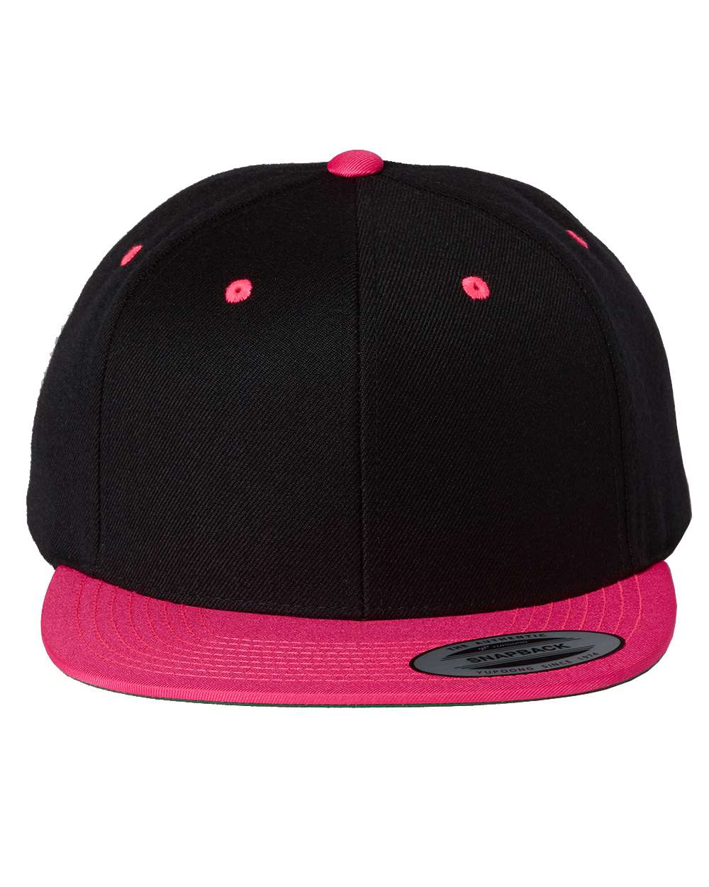 Black/ Neon Pink Premium Flat Bill Snapback Cap