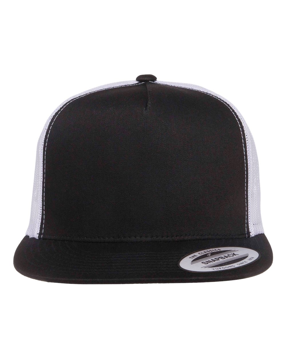 Black/ White Classic Five-Panel Trucker Cap