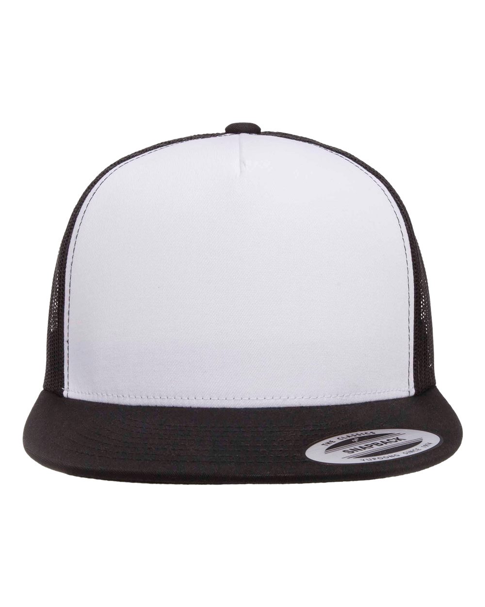 Black/ White/ Black Classic Five-Panel Trucker Cap
