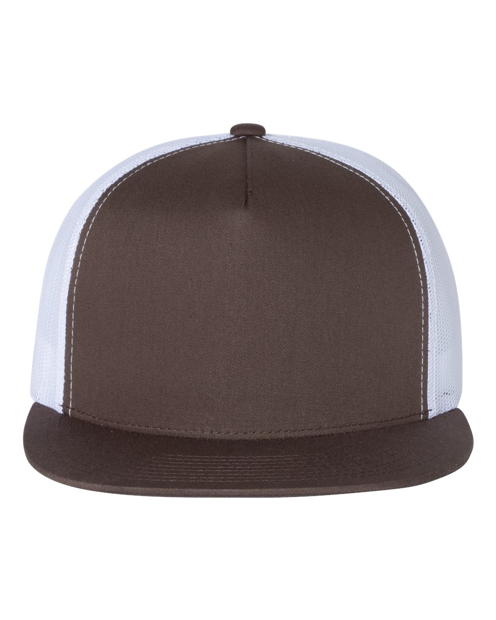 Brown/ White Classic Five-Panel Trucker Cap