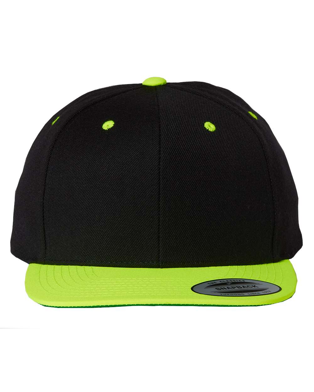 Black/ Neon Green Premium Flat Bill Snapback Cap