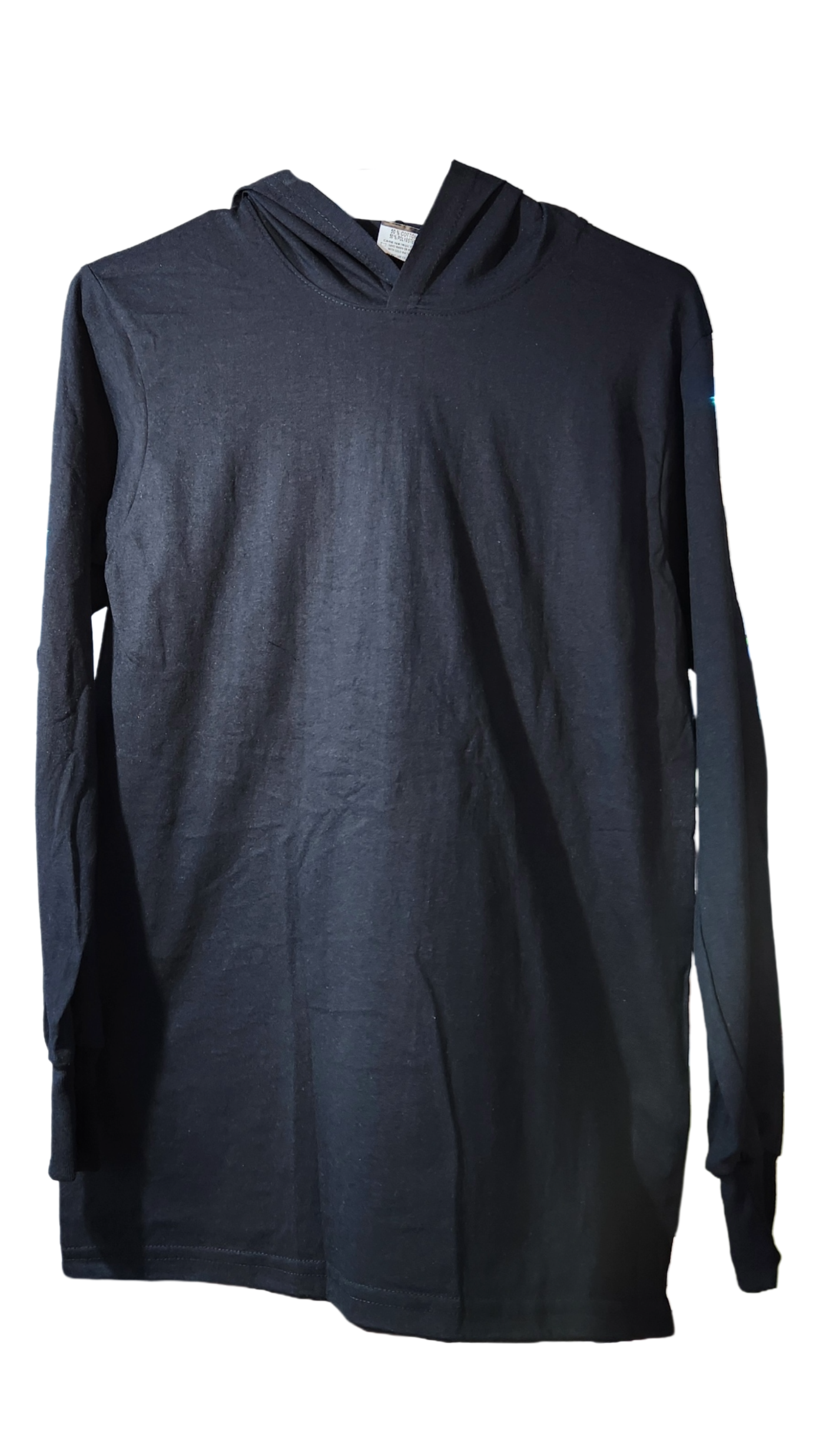 Hooded Cotton Work Shirt, BLACK, front view 1 of 2
